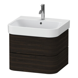 Duravit Meuble sous-lavabo Happy D.2 Plus 57,5x49 cm, noyer, 2 tiroirs