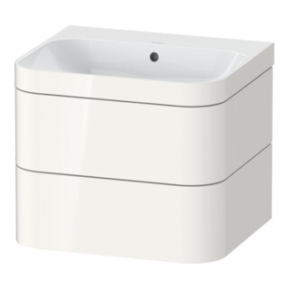 Duravit Meuble sous-lavabo Happy D.2 Plus 57,5x49 cm, sans trou, blanc brillant, 2 tiroirs