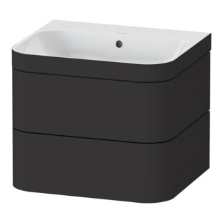 Duravit Meuble sous-lavabo Happy D.2 Plus 57,5x49 cm, sans trou, graphite mat, 2 tiroirs
