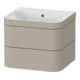 Duravit Meuble sous-lavabo Happy D.2 Plus 57,5x49 cm, sans trou robinet, taupe mat, 2 tiroirs-1