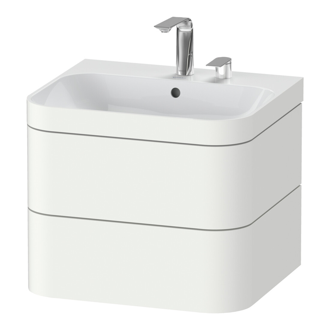 Duravit Meuble sous-lavabo Happy D.2 Plus 57,5x49cm, 2 portes, blanc mat, 2 tiroirs