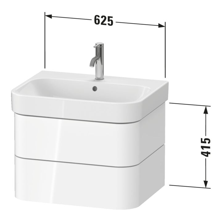 Duravit Meuble sous lavabo Happy D.2 Plus 62,5x49 cm, Tau mat soyeux, 2 tiroirs