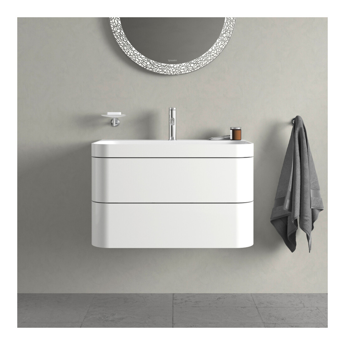 Duravit Meuble sous-lavabo Happy D.2 Plus 77,5x49 cm, 1 HL, blanc brillant, 2 tiroirs
