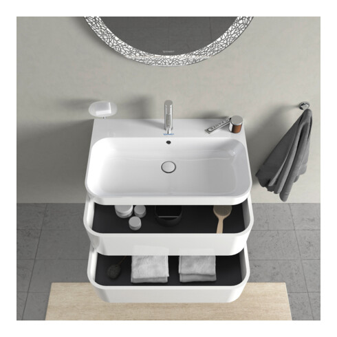 Duravit Meuble sous-lavabo Happy D.2 Plus 77,5x49 cm, 1 HL, blanc brillant, 2 tiroirs