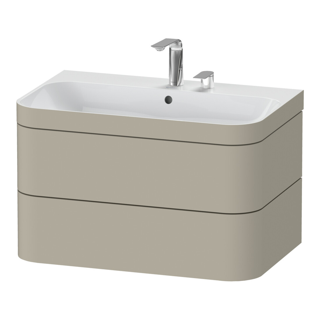 Duravit Meuble sous-lavabo Happy D.2 Plus 77,5x49 cm, 2 portes, Tau satiné, 2 tiroirs