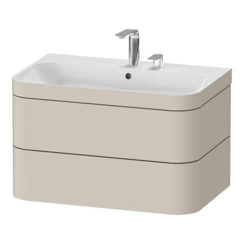 Duravit Meuble sous-lavabo Happy D.2 Plus 77,5x49 cm, 2 portes, taupe mat, 2 tiroirs
