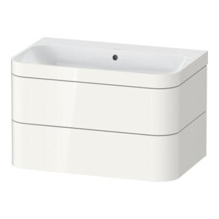 Duravit Meuble sous-lavabo Happy D.2 Plus 77,5x49 cm, sans trou robinet, blanc brillant, 2 tiroirs