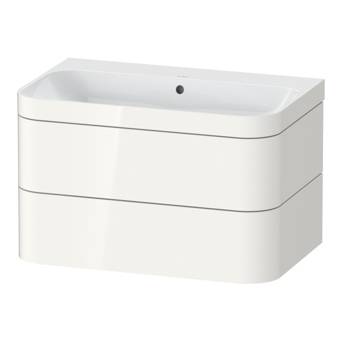 Duravit Meuble sous-lavabo Happy D.2 Plus 77,5x49 cm, sans trou robinet, blanc brillant, 2 tiroirs
