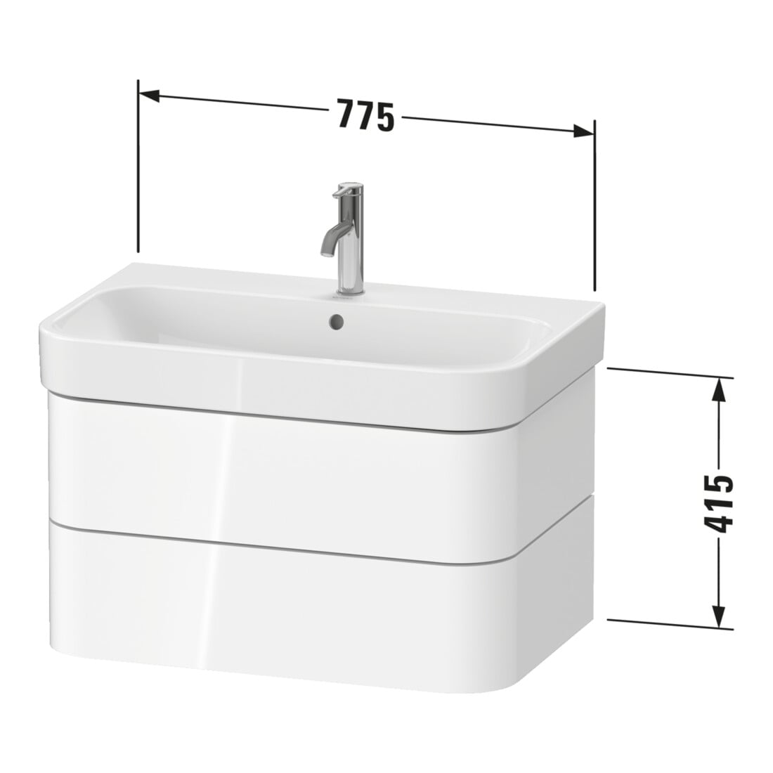 Duravit Meuble sous-lavabo Happy D.2 Plus 77,5x49 cm, Tau super mat, 2 tiroirs