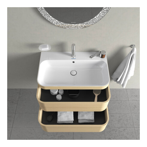 Duravit Meuble sous-lavabo Happy D.2 Plus 77,5x49cm, 1 HL, œuf médit., 2 tiroirs