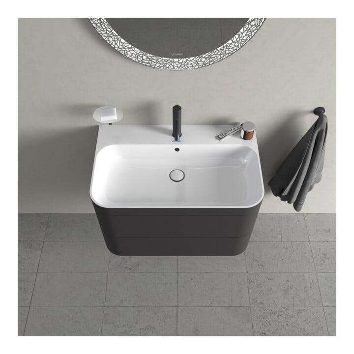 Duravit Meuble sous-lavabo Happy D.2 Plus 77,5x49cm, 1 porte, graph mat, 2 tiroirs