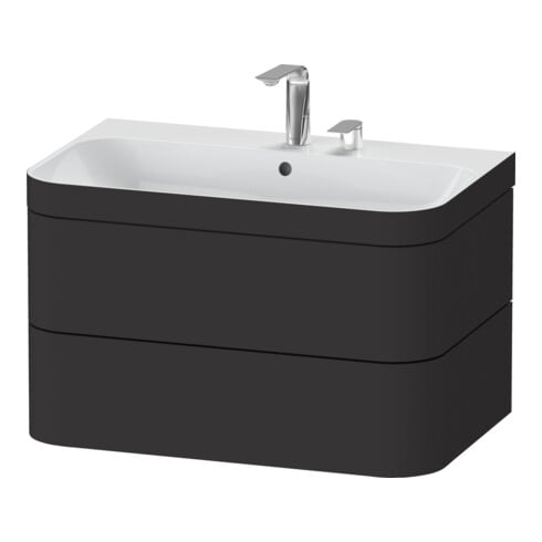 Duravit Meuble sous-lavabo Happy D.2 Plus 77,5x49cm, 2 portes, graphite mat, 2 tiroirs