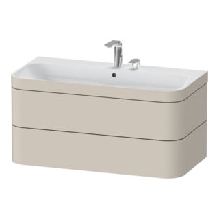 Duravit Meuble sous lavabo Happy D.2 Plus 97,5x49 cm, 2 portes, taupe mat, 2 tiroirs