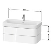 Duravit Meuble sous-lavabo Happy D.2 Plus 97,5x49 cm, blanc brillant, 2 tiroirs-4