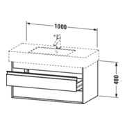 Duravit Meuble sous-lavabo Ketho 100x45,5 cm, bas. ma, 2 tiroirs, suspendu-4