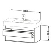 Duravit Meuble sous-lavabo Ketho 100x45,5 cm, beige, 2 tiroirs, suspendu-4