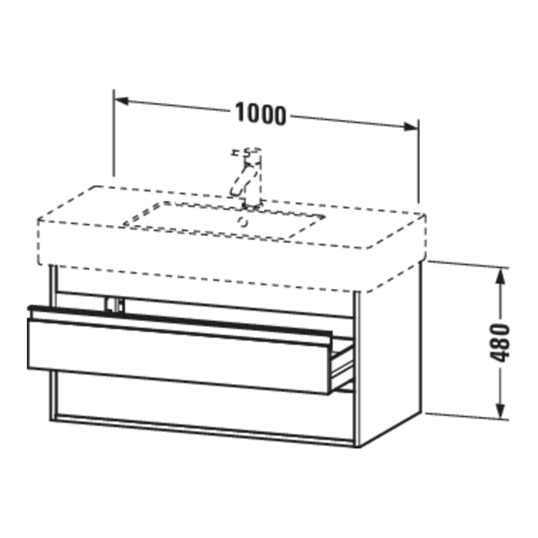 Duravit Meuble sous-lavabo Ketho 100x45,5 cm, blanc mat, 2 tiroirs, suspendu
