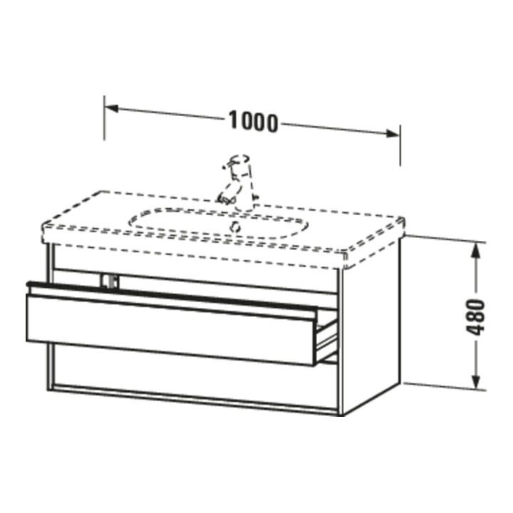 Duravit Meuble sous lavabo Ketho 100x45,5 cm, blanc œuf, 2 tiroirs, suspendu