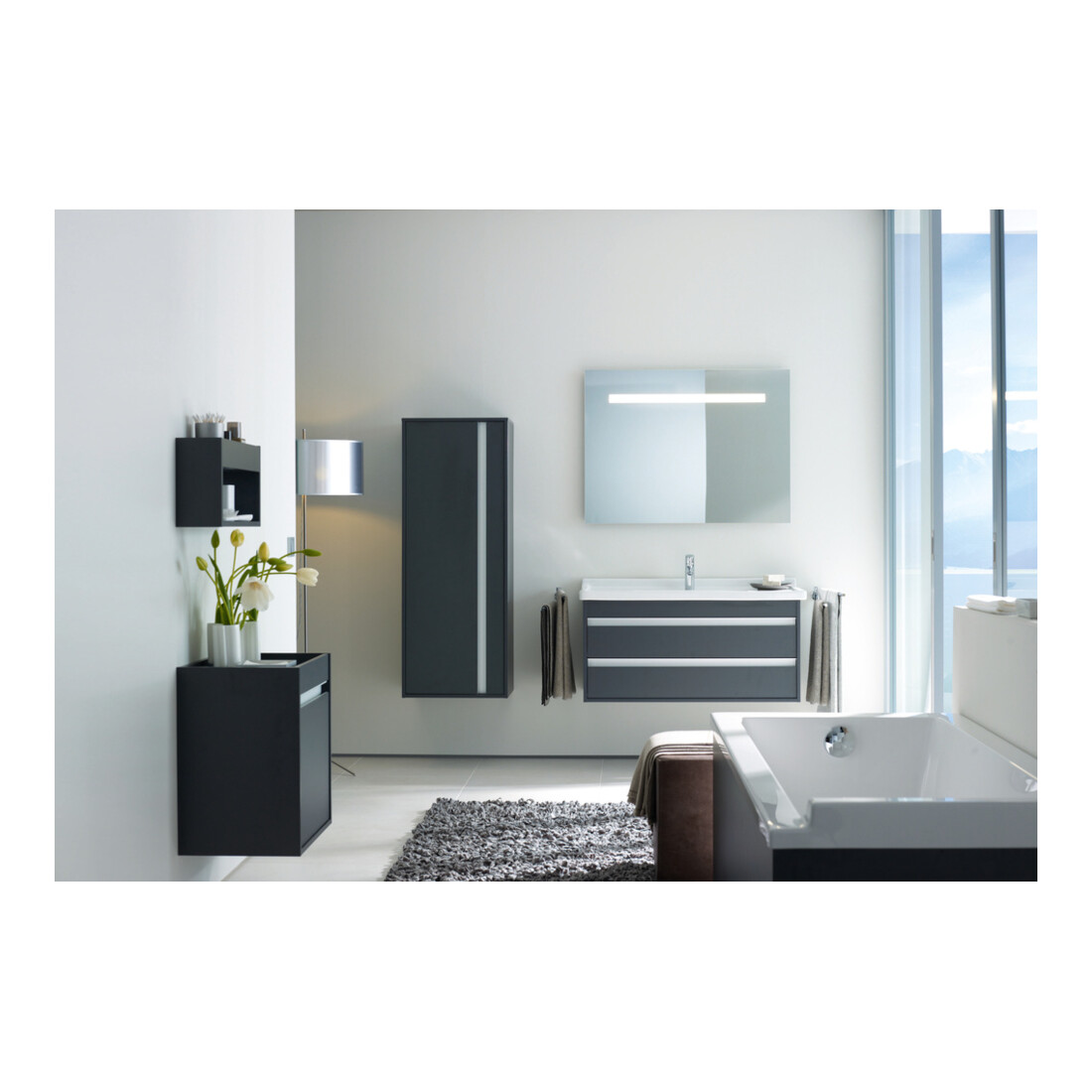 Duravit Meuble sous-lavabo Ketho 100x45,5 cm, graph ma, 2 tiroirs, suspendu