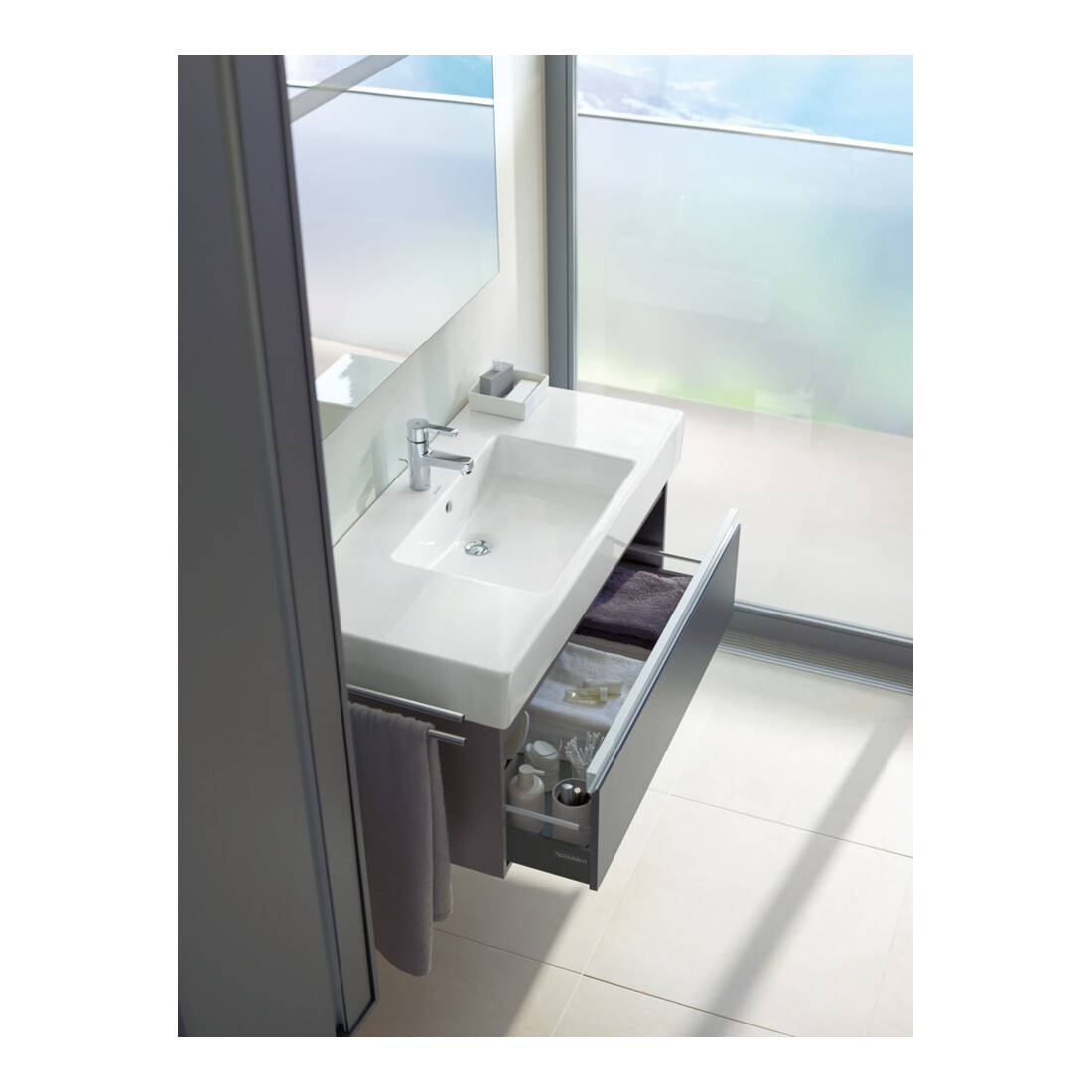 Duravit Meuble sous-lavabo Ketho 100x45,5 cm, graphite mat, 2 tiroirs, suspendu