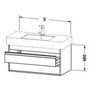 Duravit Meuble sous-lavabo Ketho 100x45,5 cm, graphite mat, 2 tiroirs, suspendu-4
