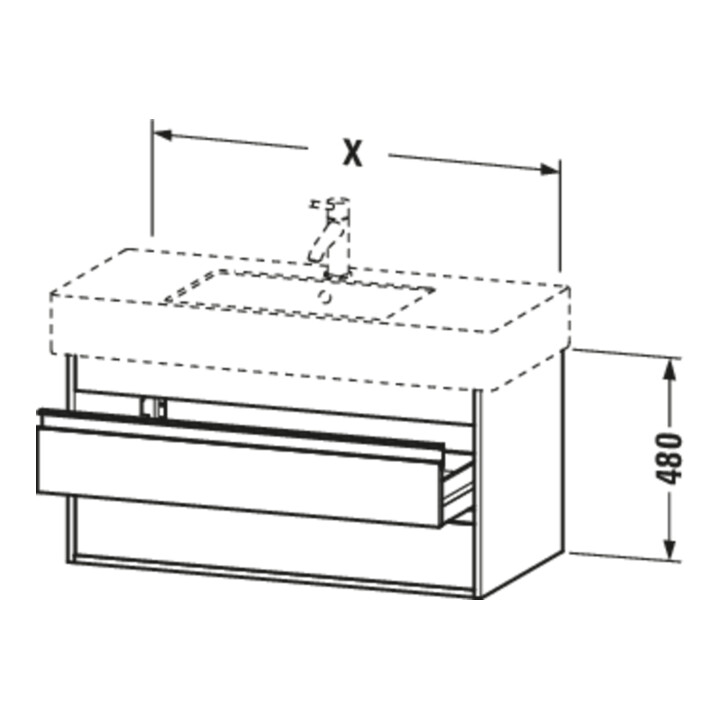 Duravit Meuble sous-lavabo Ketho 100x45,5 cm, graphite mat, 2 tiroirs, suspendu