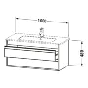 Duravit Meuble sous-lavabo Ketho 100x47,5 cm, graphite mat, 2 tiroirs, suspendu-4