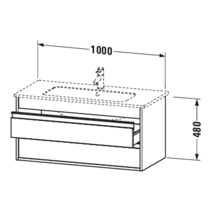 Duravit Meuble sous-lavabo Ketho 100x47,5 cm, graphite mat, 2 tiroirs, suspendu
