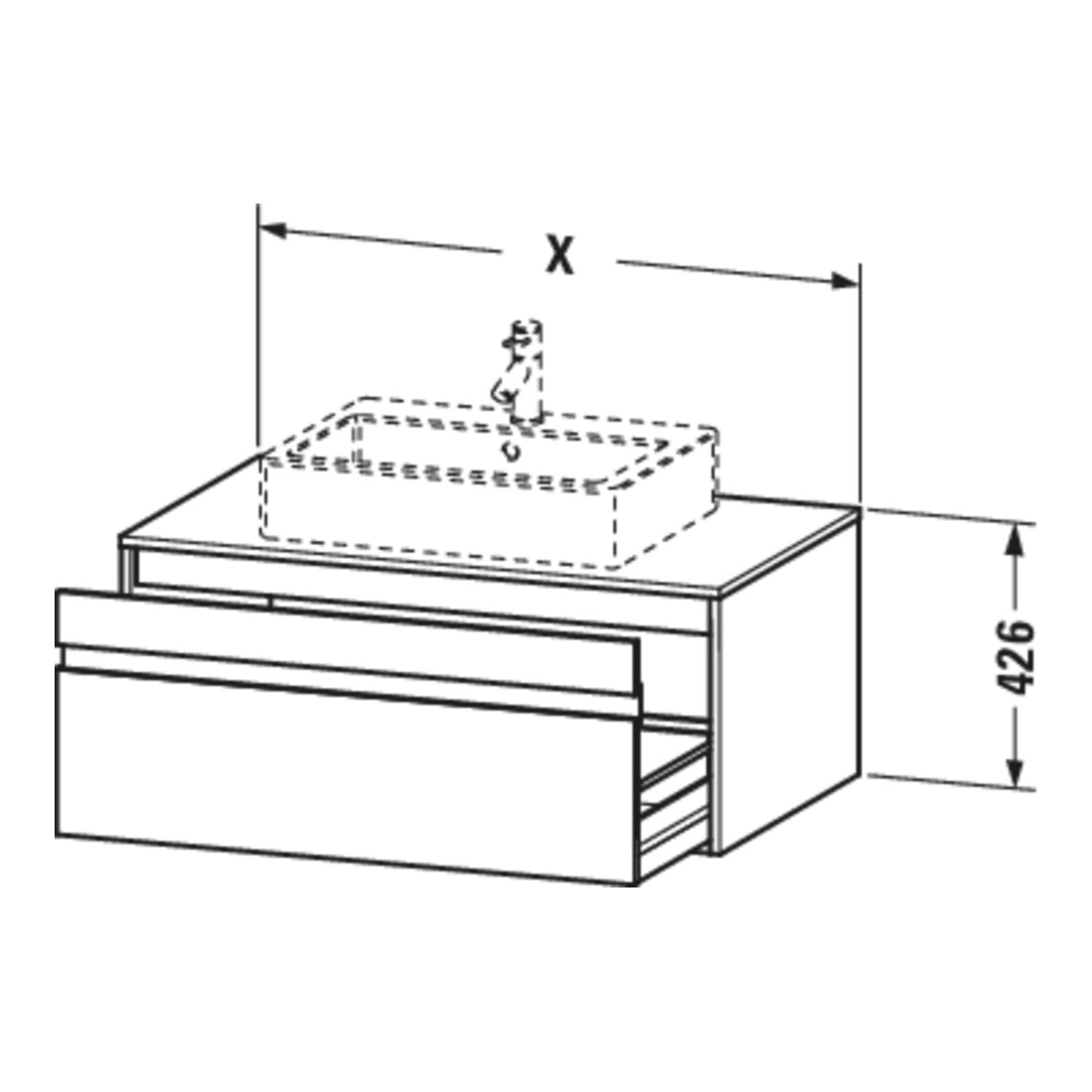 Duravit Meuble sous-lavabo Ketho 100x55 cm, N N, f AWT m, 1 tiroir, suspendu