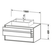 Duravit Meuble sous-lavabo Ketho 100x55cm, blanc brillant, 2 tiroirs, AWT milieu-3