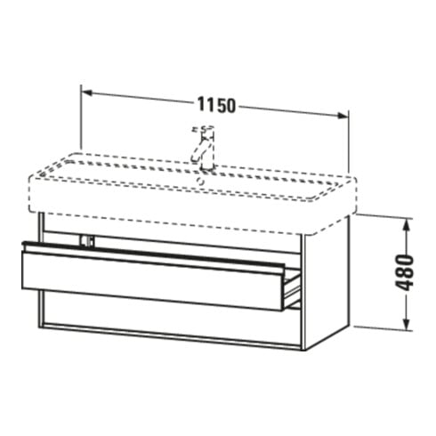 Duravit Meuble sous lavabo Ketho 115x44 cm, gris graphite, 2 tiroirs, suspendu