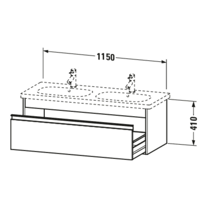 Duravit Meuble sous-lavabo Ketho 115x45,5 cm, bas, 1 tiroir, suspendu