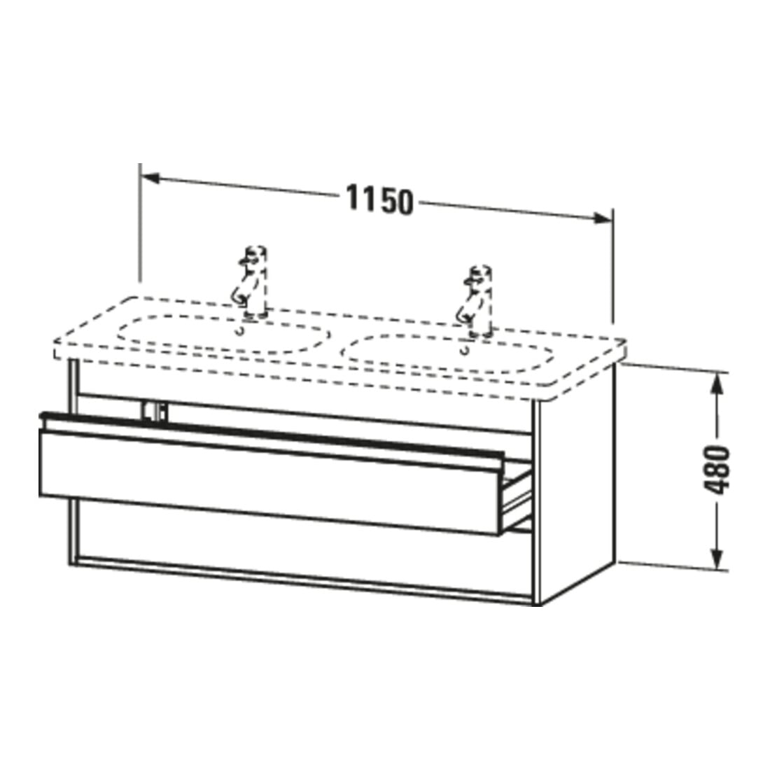 Duravit Meuble sous-lavabo Ketho 115x45,5 cm, blanc œuf, 2 tiroirs, suspendu