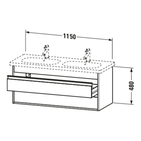 Duravit Meuble sous-lavabo Ketho 115x45,5 cm, blanc œuf, 2 tiroirs, suspendu