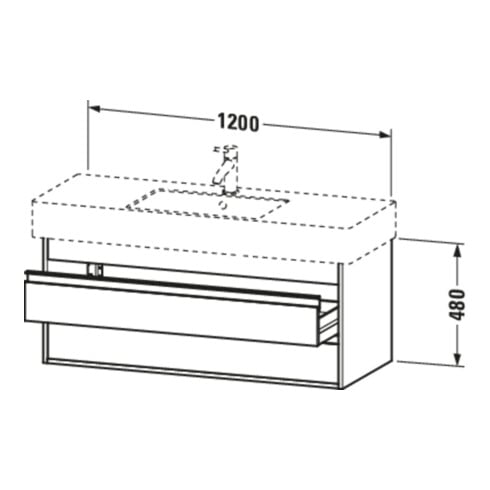 Duravit Meuble sous lavabo Ketho 120x45,5 cm, blanc œuf, 2 tiroirs, suspendu