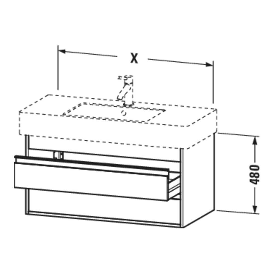 Duravit Meuble sous-lavabo Ketho 120x45,5 cm, graphite mat, 2 tiroirs, suspendu