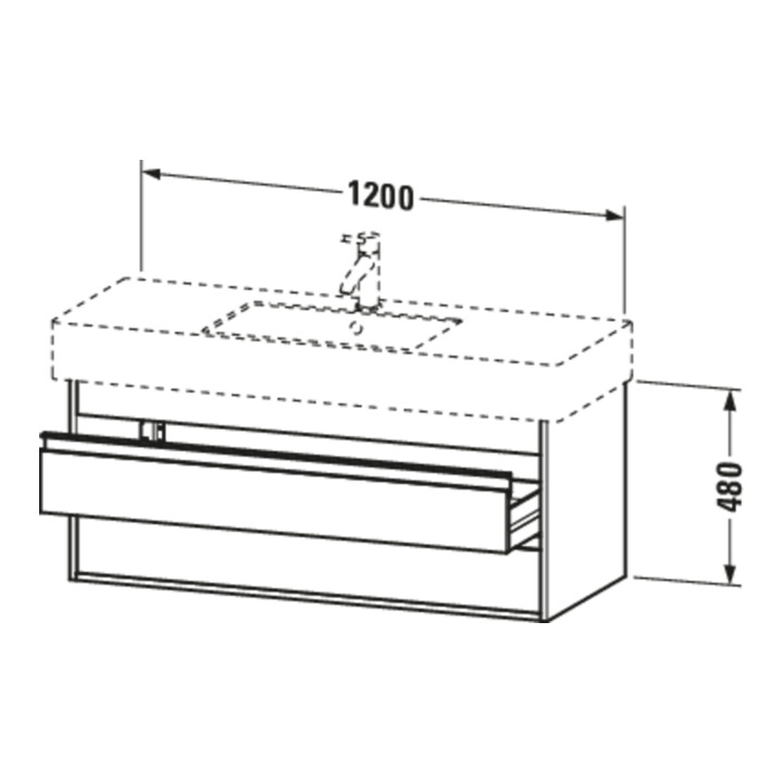 Duravit Meuble sous-lavabo Ketho 120x45,5 cm, graphite mat, 2 tiroirs, suspendu