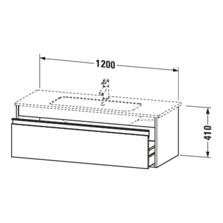 Duravit Meuble sous-lavabo Ketho 120x47,5 cm, bas, 1 tiroir, suspendu mural