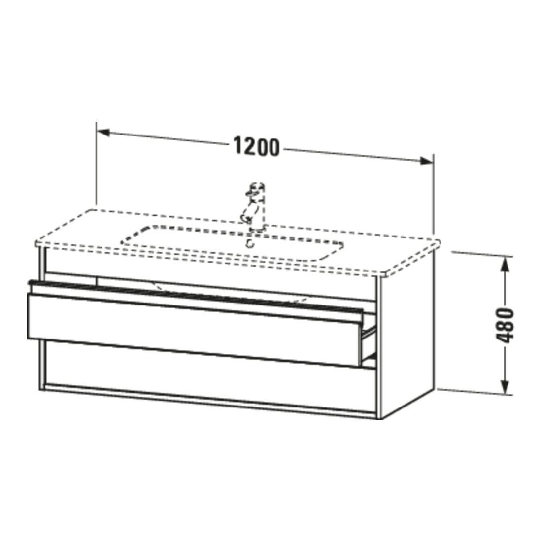Duravit Meuble sous-lavabo Ketho 120x47,5 cm, noyer foncé, 2 tiroirs, suspendu