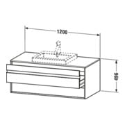 Duravit Meuble sous-lavabo Ketho 120x55 cm, beige, lavabo encastré milieu, 2 tiroirs-3