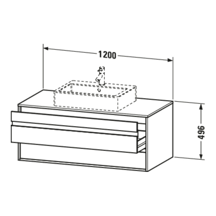 Duravit Meuble sous-lavabo Ketho 120x55 cm, blanc mat, façade AWT milieu, 2 tiroirs