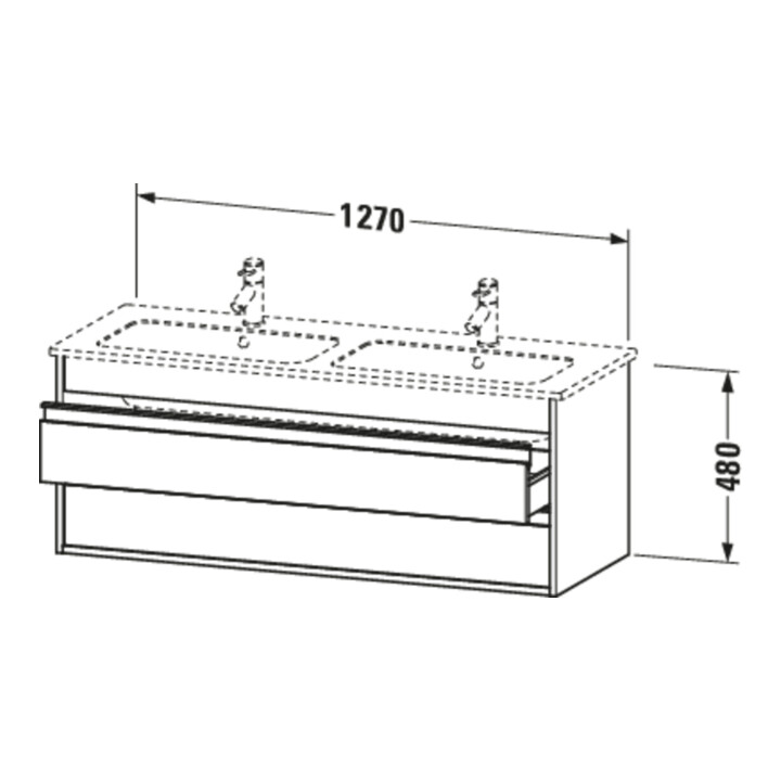 Duravit Meuble sous-lavabo Ketho 127x47,5x48 cm, 2 tiroirs, suspendu, béton gris