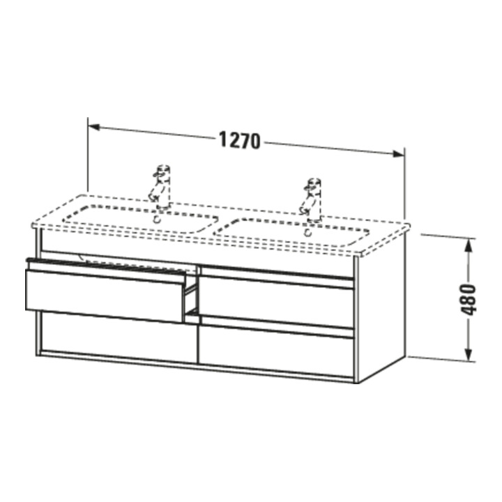 Duravit Meuble sous lavabo Ketho 127x47,5x48 cm, 4 tiroirs, suspendu, blanc œuf