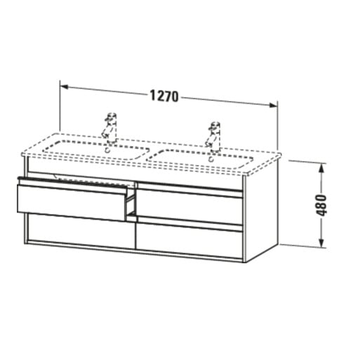 Duravit Meuble sous-lavabo Ketho 127x47,5x48 cm, 4 tiroirs, suspendu, blanc œuf