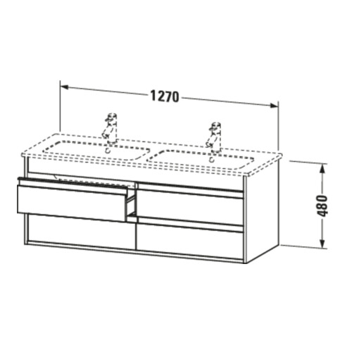 Duravit Meuble sous lavabo Ketho 127x47,5x48 cm, 4 tiroirs, suspendu, lin