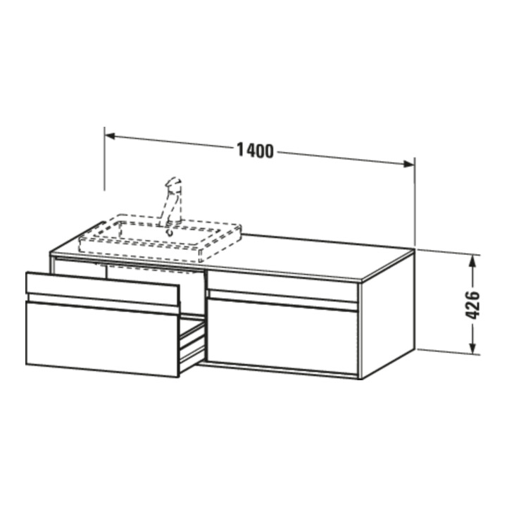 Duravit Meuble sous-lavabo Ketho 140x55x42,6 cm, EWT, 2 tiroirs, droite, blanc
