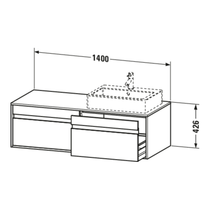 Duravit Meuble sous-lavabo Ketho 140x55x42,6 cm, f AWT, 2 AZ, B g, Ei sw