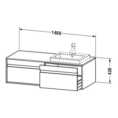 Duravit Meuble sous-lavabo Ketho 140x55x42,6 cm, pour EWT, 2 tiroirs, blanc brillant