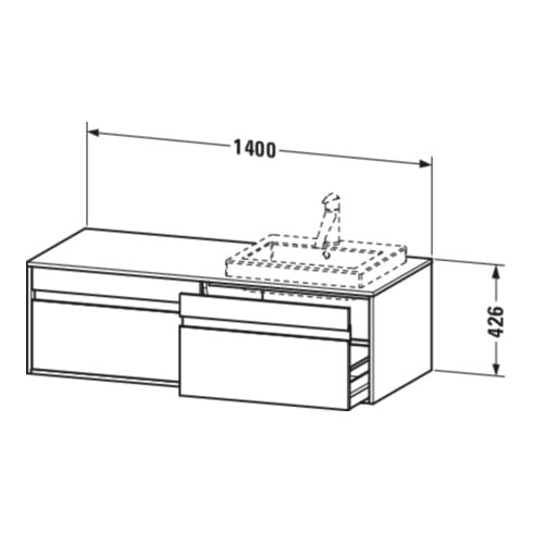 Duravit Meuble sous-lavabo Ketho 140x55x42,6 cm, pour EWT, 2 tiroirs, blanc, chêne foncé