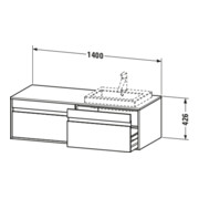 Duravit Meuble sous-lavabo Ketho 140x55x42,6 cm, pour EWT, 2 tiroirs, droite, basique m-3